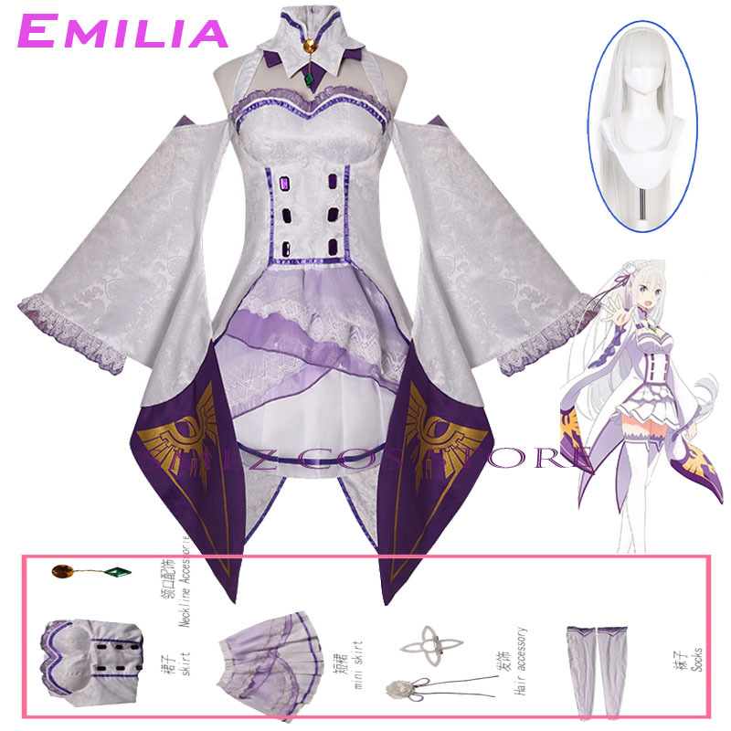 Emilia Cosplay Anime Re Zero K - Anime Cosplay Party 评论和价格